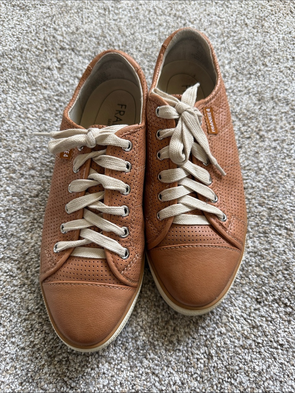 Frankie4 Nat II Tan Perforated Leather Sneakers